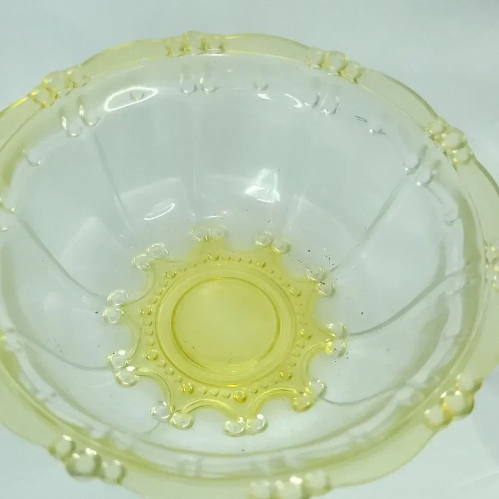 Pink Yellow Set of 2 Depression Glass Fruit Candy Bowls 5